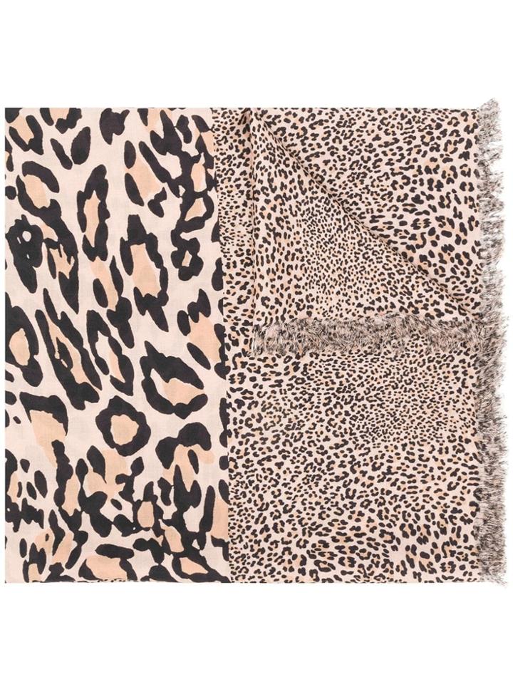 Twin-set Leopard Print Scarf - Neutrals