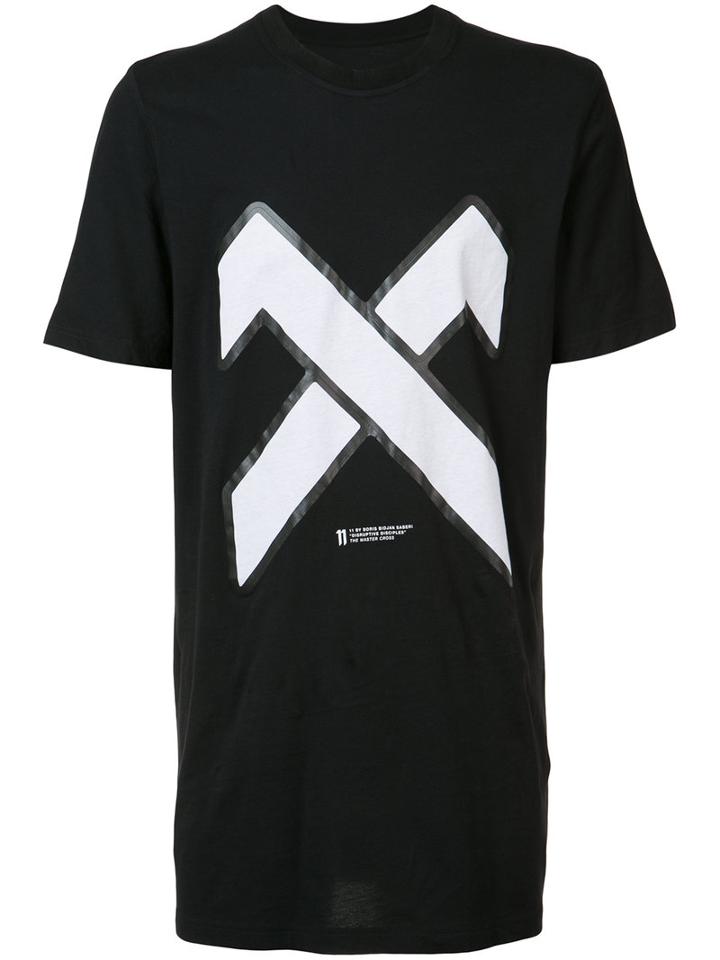 11 By Boris Bidjan Saberi X Print T-shirt, Men's, Size: Small, Black, Cotton