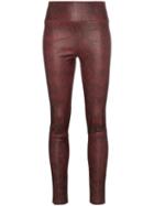 Sprwmn Snake Print High-waisted Leather Trousers - Red