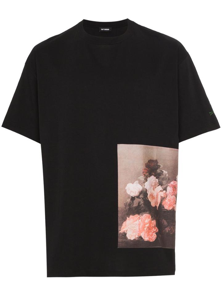 Raf Simons Floral Print T Shirt - Black