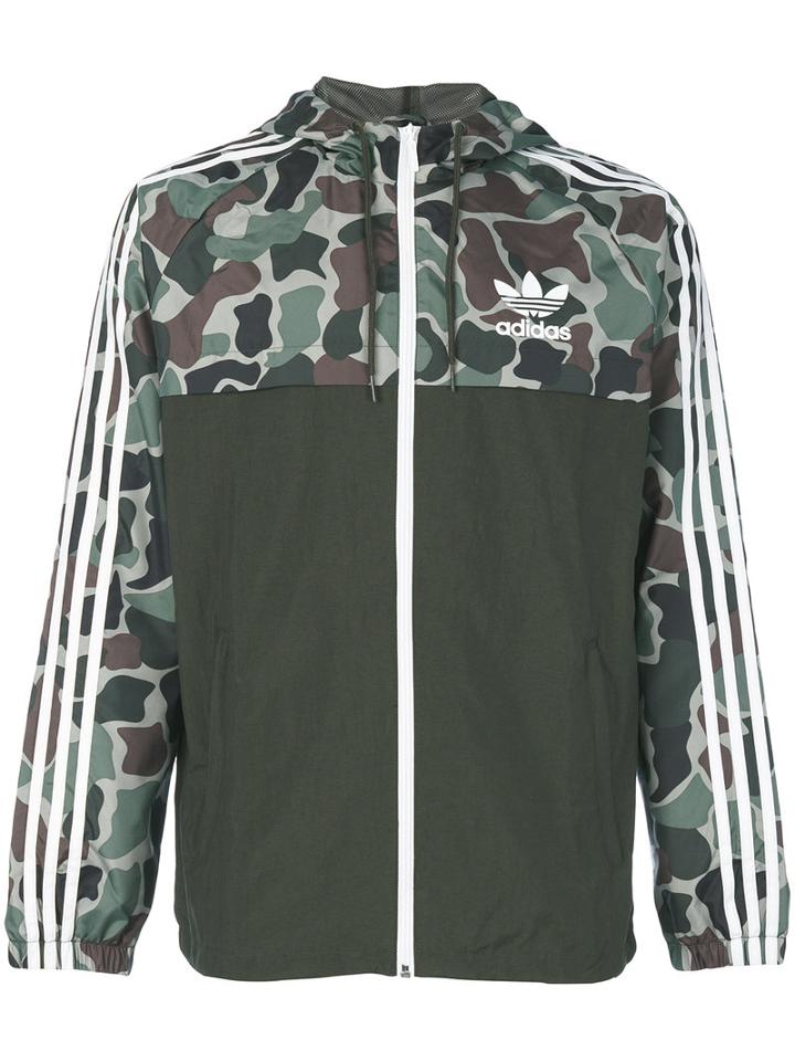 Adidas Originals - Camouflage Print Windbreaker Jacket - Men - Polyester - M, Green, Polyester