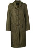 Prada Vintage Single Breasted Padded Coat - Green