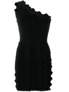 David Koma Off Shoulder Ruffle Trim Dress - Black