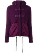 Bark Hooded Knitted Duffle Jacket, Women's, Size: Medium, Pink/purple, Polyamide/wool