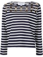 Derek Lam 10 Crosby Striped Eyelet Sweater, Women's, Size: Small, Blue, Cotton