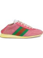 Gucci Suede Sneakers With Web - Pink
