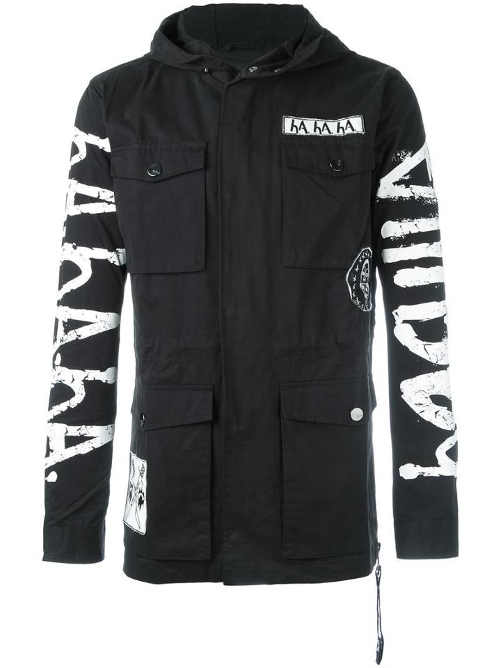 Haculla Printed Hooded Jacket, Men's, Size: Medium, Black, Cotton