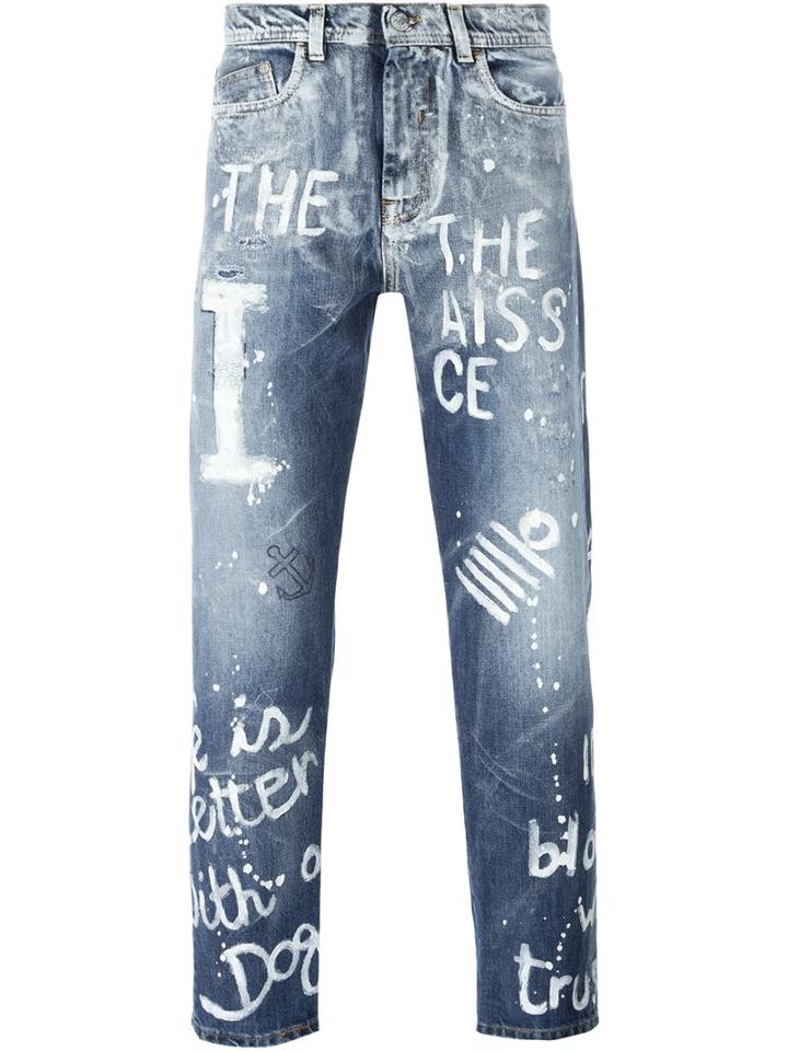 Iceberg Quote Detail Jeans, Men's, Size: 30, Blue, Cotton