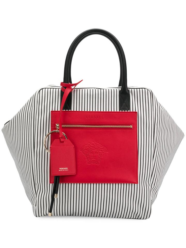 Versace Embossed Logo Tote Bag - White