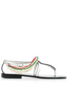 Loewe Paula Flat Beaded Sandals - White