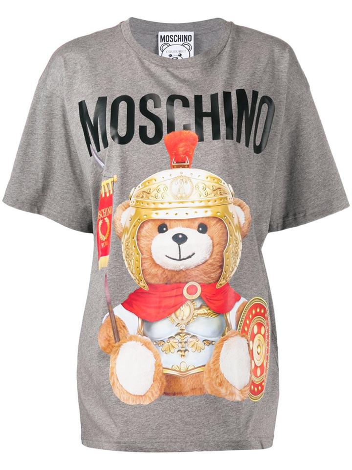 Moschino Teddy Bear Logo Print T-shirt - Grey