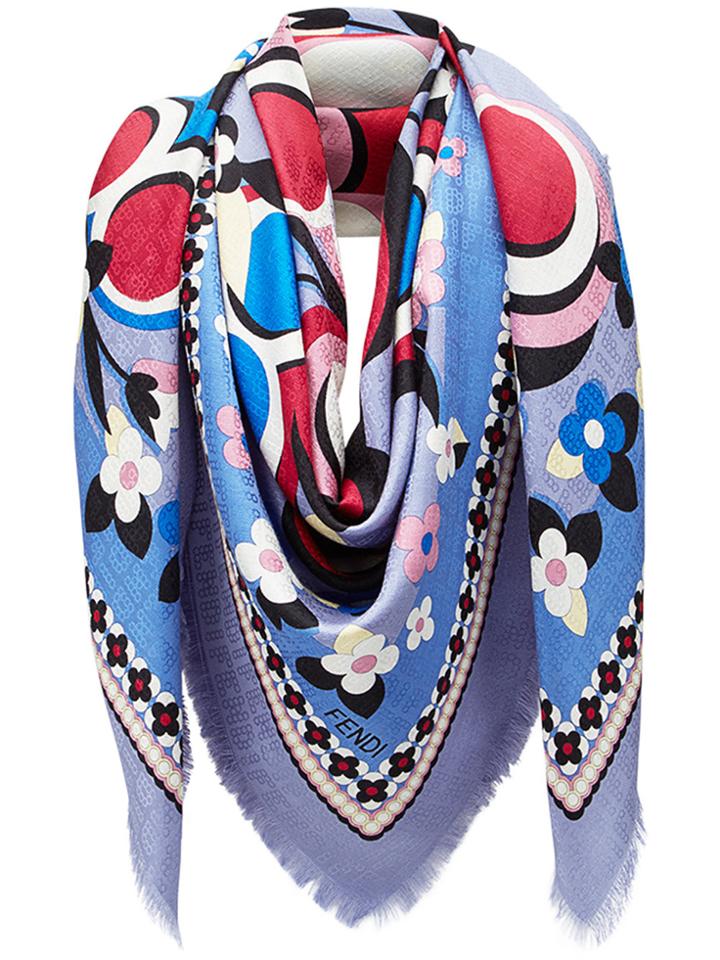 Fendi Floral-print Scarf - Blue