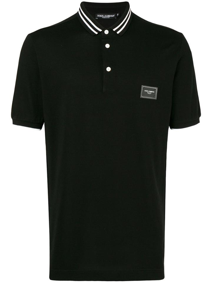 Dolce & Gabbana Stripe Trim Polo Shirt - Black