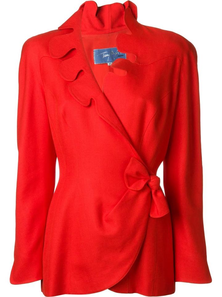 Thierry Mugler Vintage Scalloped Wrap Jacket - Red