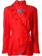 Thierry Mugler Vintage Scalloped Wrap Jacket - Red