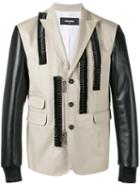 Dsquared2 - Leather Ruffle Blazer - Men - Cotton/polyester/resin - 52, Nude/neutrals, Cotton/polyester/resin
