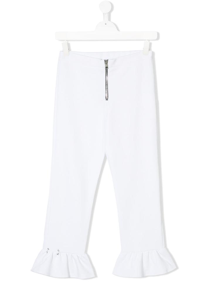 Gaelle Paris Kids Front Zip Ruffle Trousers - White