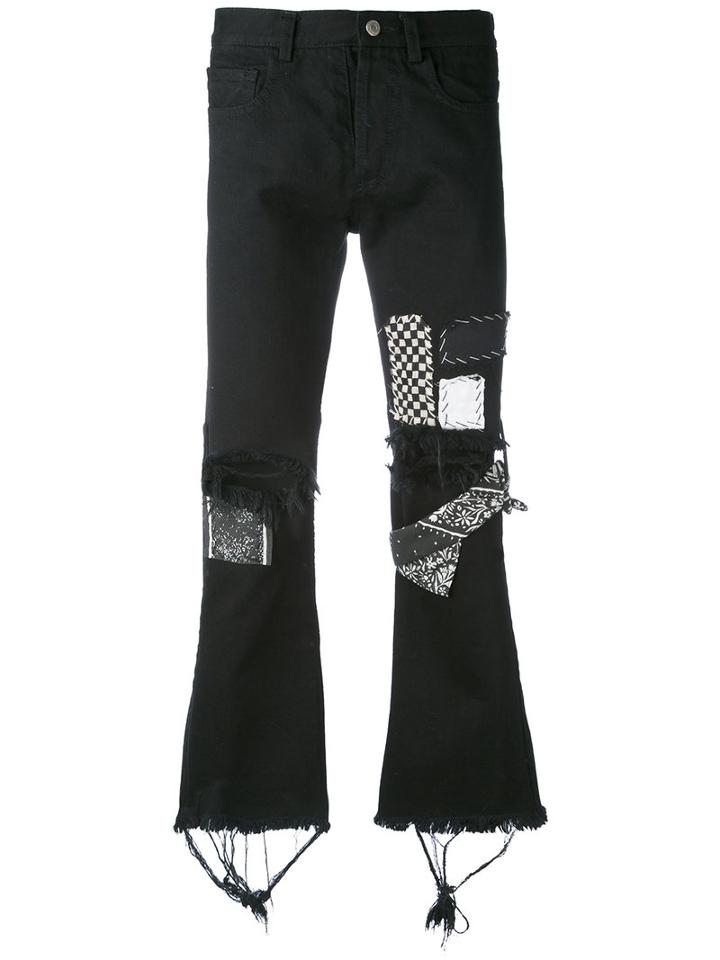 Heikki Salonen - Bandana Cropped Flared Jeans - Unisex - Cotton - M, Black, Cotton