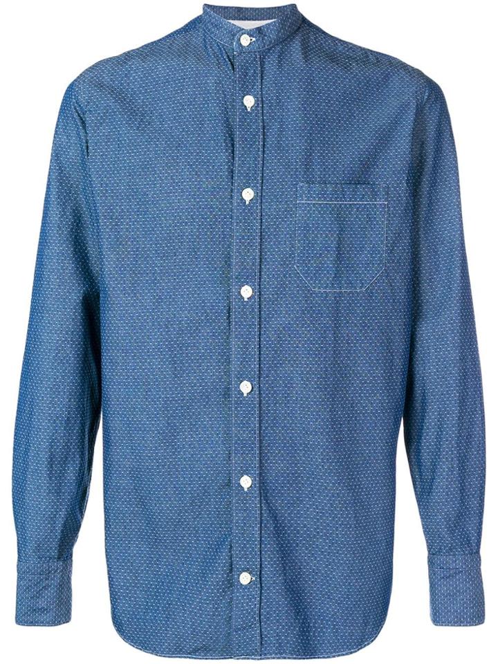 Eleventy Mandarin Collar Shirt - Blue