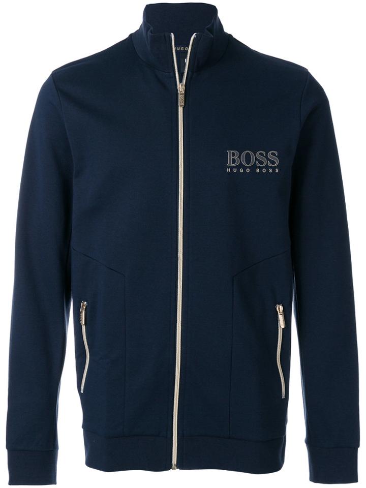 Boss Hugo Boss Logo Print Zipped Sweatshirt - Blue
