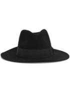 Saint Laurent Fedora Hat, Men's, Size: 58, Black, Cotton/rabbit Fur/acetate/rabbit Fur Felt