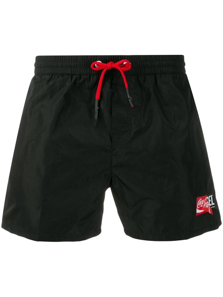Diesel Double Logo Swim Shorts - Black