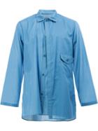 Yohji Yamamoto Layer-effect Work Shirt, Men's, Size: 2, Blue, Cotton