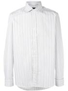 Canali Striped Shirt, Men's, Size: 39, White, Cotton