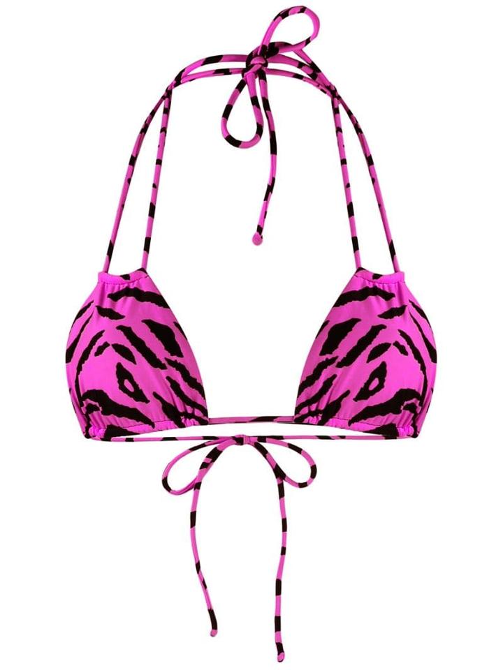 Saint Laurent Tiger Print Bikini Top - Pink