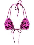 Saint Laurent Tiger Print Bikini Top - Pink
