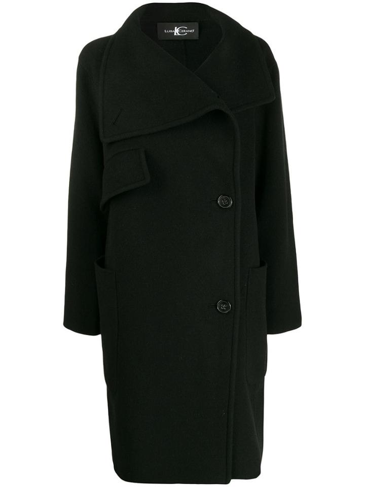 Luisa Cerano Off-centre Fastening Coat - Black