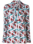 L'autre Chose Printed Pussy Bow Shirt - Grey