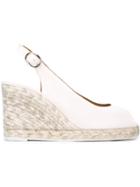 Castañer Sling-back Wedge Sandals, Women's, Size: 40, White, Cotton/raffia/rubber