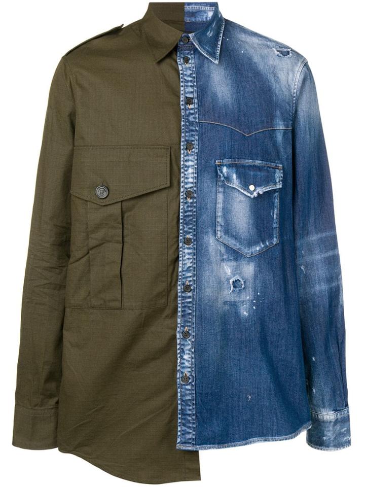 Dsquared2 Two-tone Button Shirt - Blue