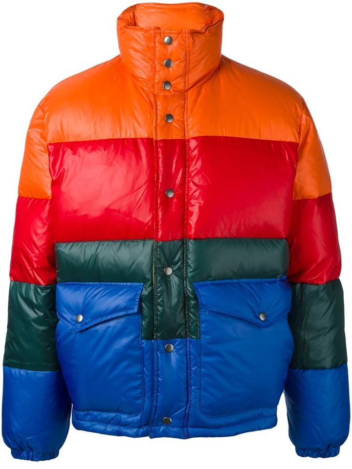Diesel Colour Block Padded Jacket, Men's, Size: Small, Yellow/orange, Feather Down/polyester