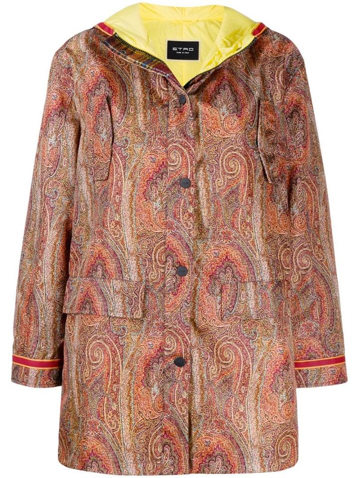 Etro Paisley Printed Parka Coat - Orange