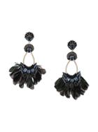 Oscar De La Renta Linked Beaded Earrings - Black