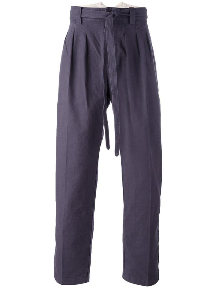 Visvim Belted Trousers, Men's, Size: 4, Pink/purple, Cotton/linen/flax