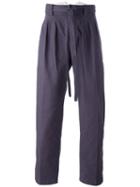 Visvim Belted Trousers, Men's, Size: 4, Pink/purple, Cotton/linen/flax