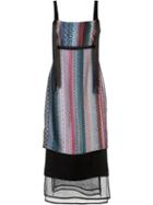Cinq A Sept Striped Midi Dress, Women's, Size: 8, Black, Silk/polyester