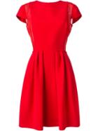 Giorgio Armani Pleated Sides Sheer Panel Detail Dress, Women's, Size: 40, Red, Silk
