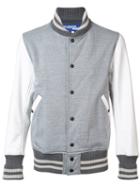 Junya Watanabe Comme Des Garçons Man Varsity Bomber Jacket, Men's, Size: Small, Grey, Cotton/polyester