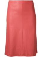 Scanlan Theodore Stretch Leather Skirt, Women's, Size: 6, Yellow/orange, Calf Leather