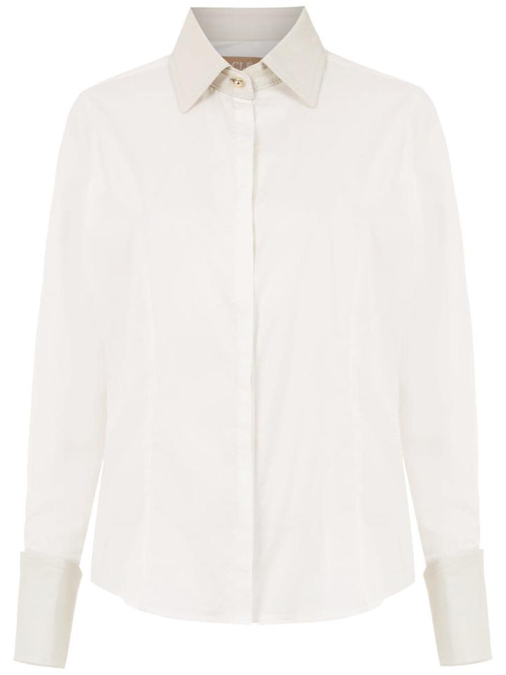 Clé Shirt With Leather Details - White