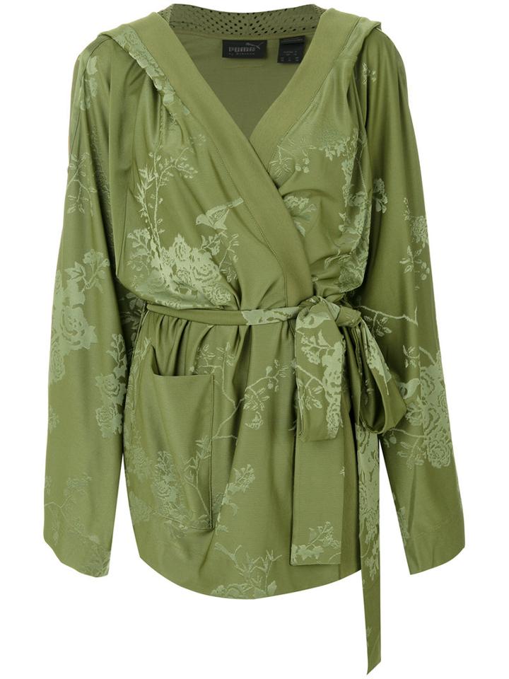 Fenty X Puma - Tonal Floral Kimono Jacket - Women - Polyester/spandex/elastane - Xs, Green, Polyester/spandex/elastane
