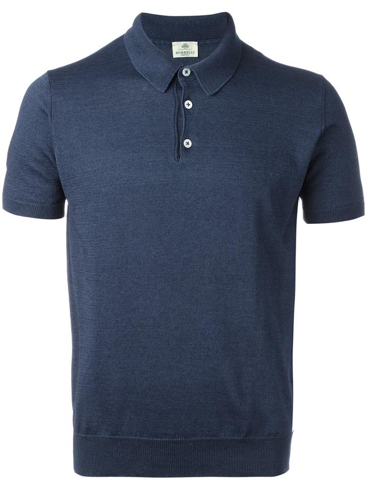 Borrelli Slim-fit Polo Shirt, Men's, Size: 50, Blue, Cotton