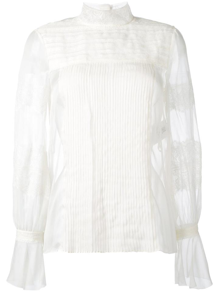 Valentino Lace Detail Blouse Top, Women's, Size: 44, Nude/neutrals, Silk/polyamide/viscose