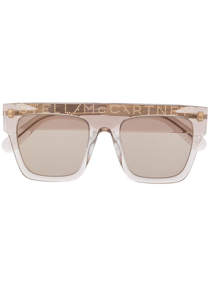 Stella Mccartney Eyewear Oversized Studded Sunglasses - Neutrals
