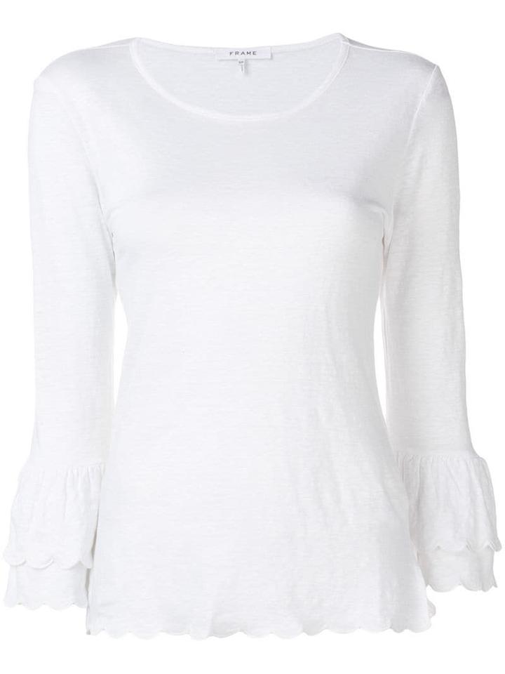Frame Scalloped Trim Top - White