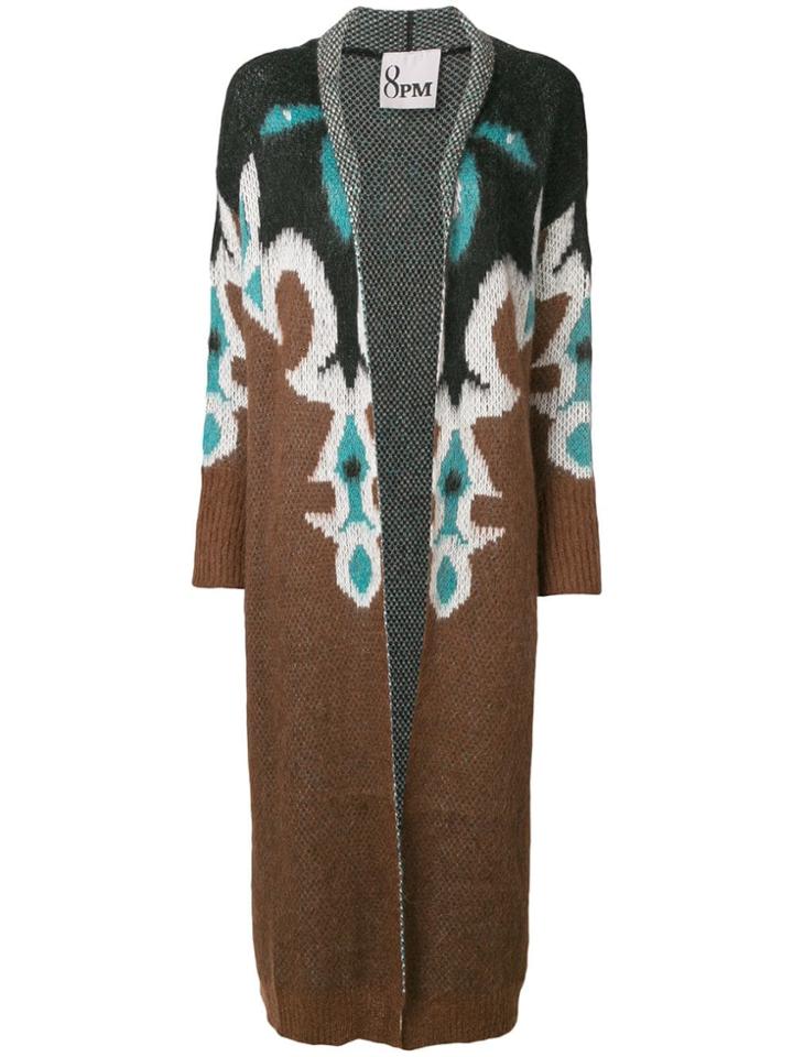 8pm Long Printed Cardigan - Brown